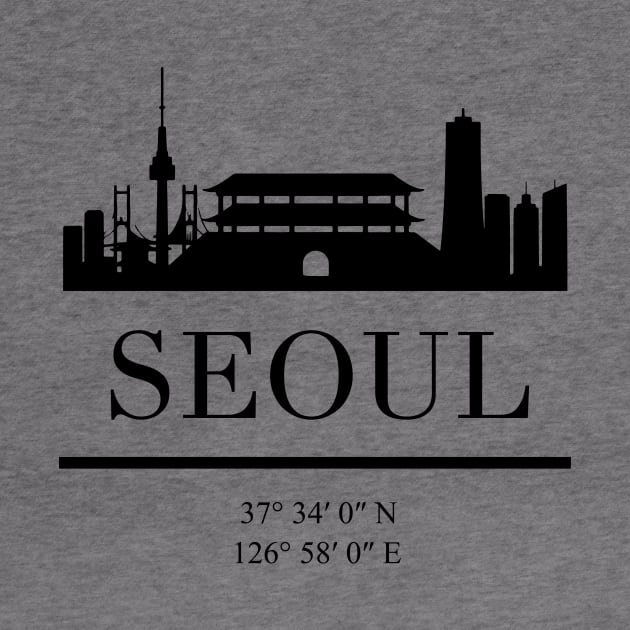 SEOUL SOUTH KOREA BLACK SILHOUETTE SKYLINE ART by deificusArt